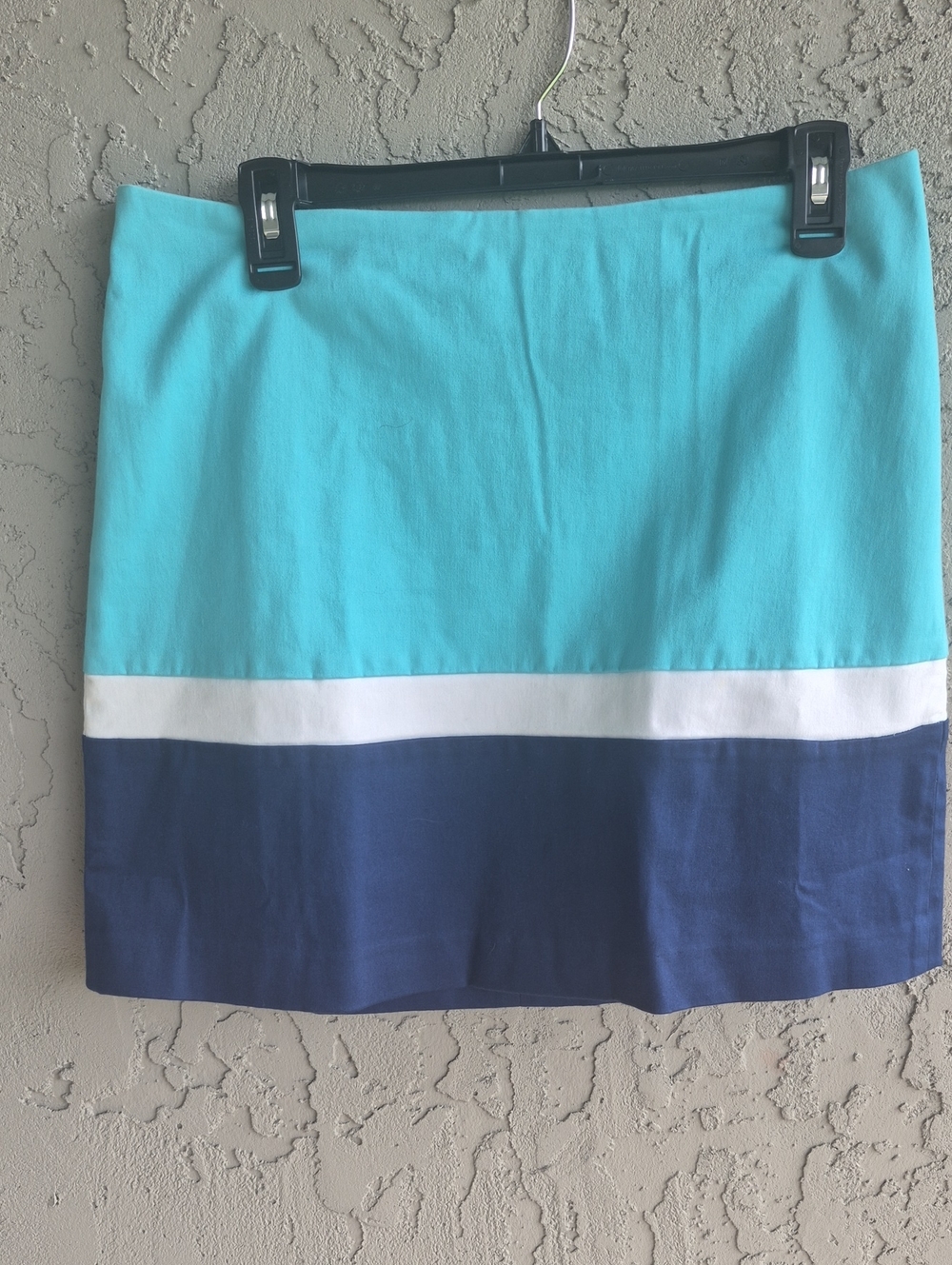Southern Tide Aqua, White & Navy Colorblock Mini Skirt